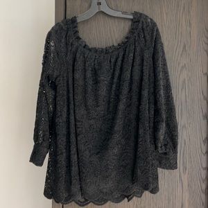 eri+ali Black Lace Long Sleeve Top